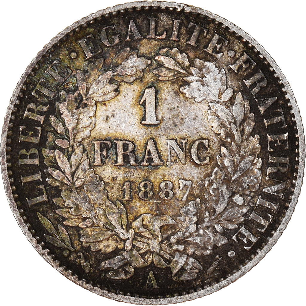 Moneta, Francia, Cérès, Franc, 1887, Paris, BB, Argento, KM:822.1
