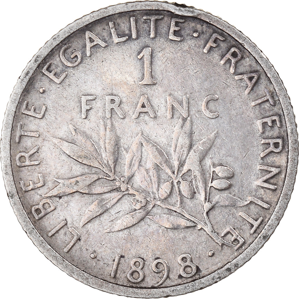Coin, France, Semeuse, Franc, 1898, Paris, VF(30-35), Silver, KM:844.1