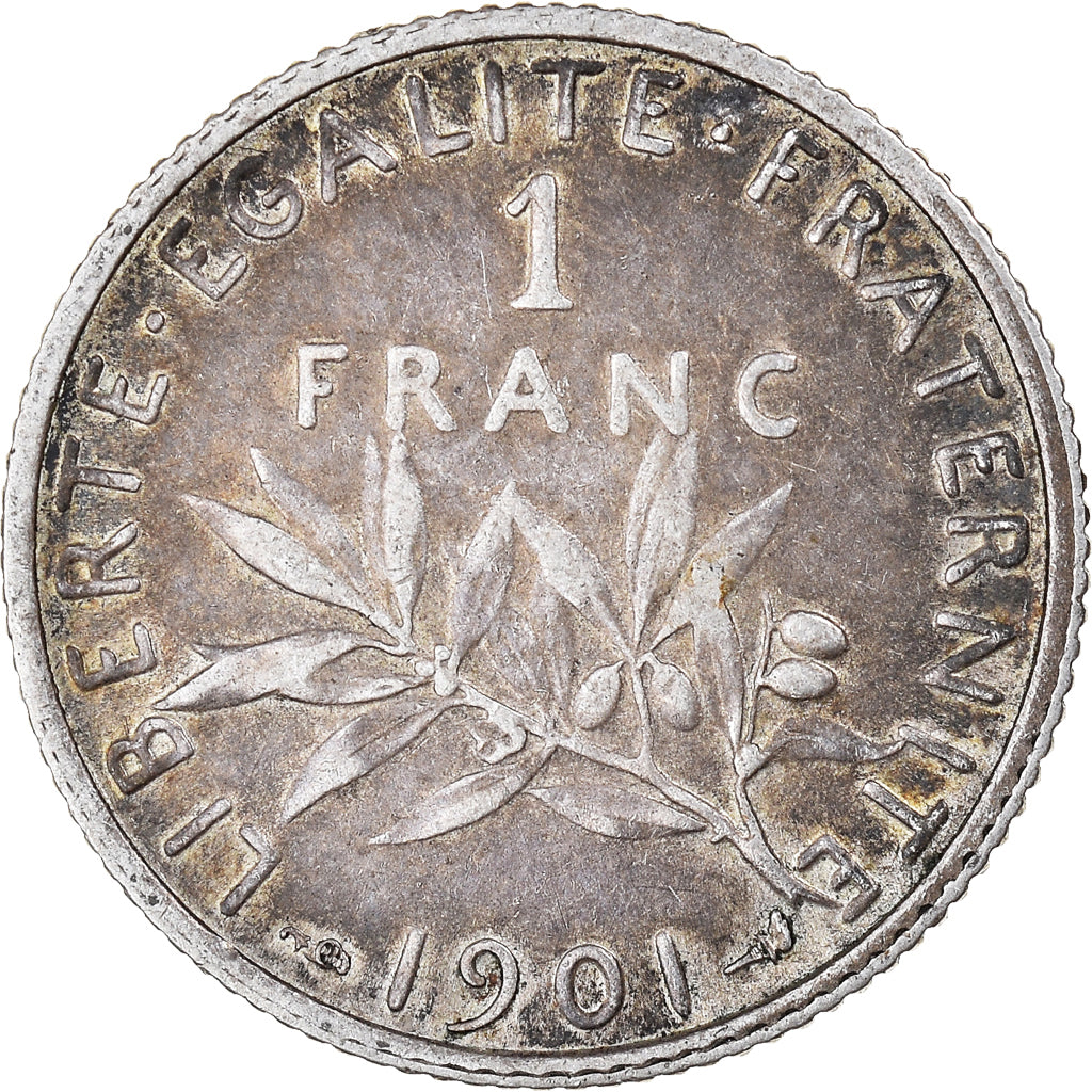 Moneta, Francja, Semeuse, Franc, 1901, Paris, EF(40-45), Srebro, KM:844.1
