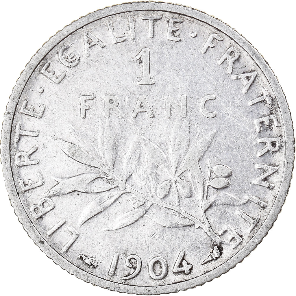 Coin, France, Semeuse, Franc, 1904, Paris, VF(30-35), Silver, KM:844.1