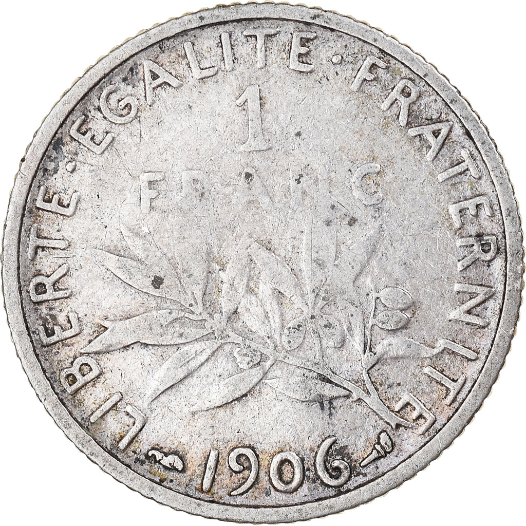 Moneta, Francia, Semeuse, Franc, 1906, Paris, MB, Argento, KM:844.1, Gadoury:467