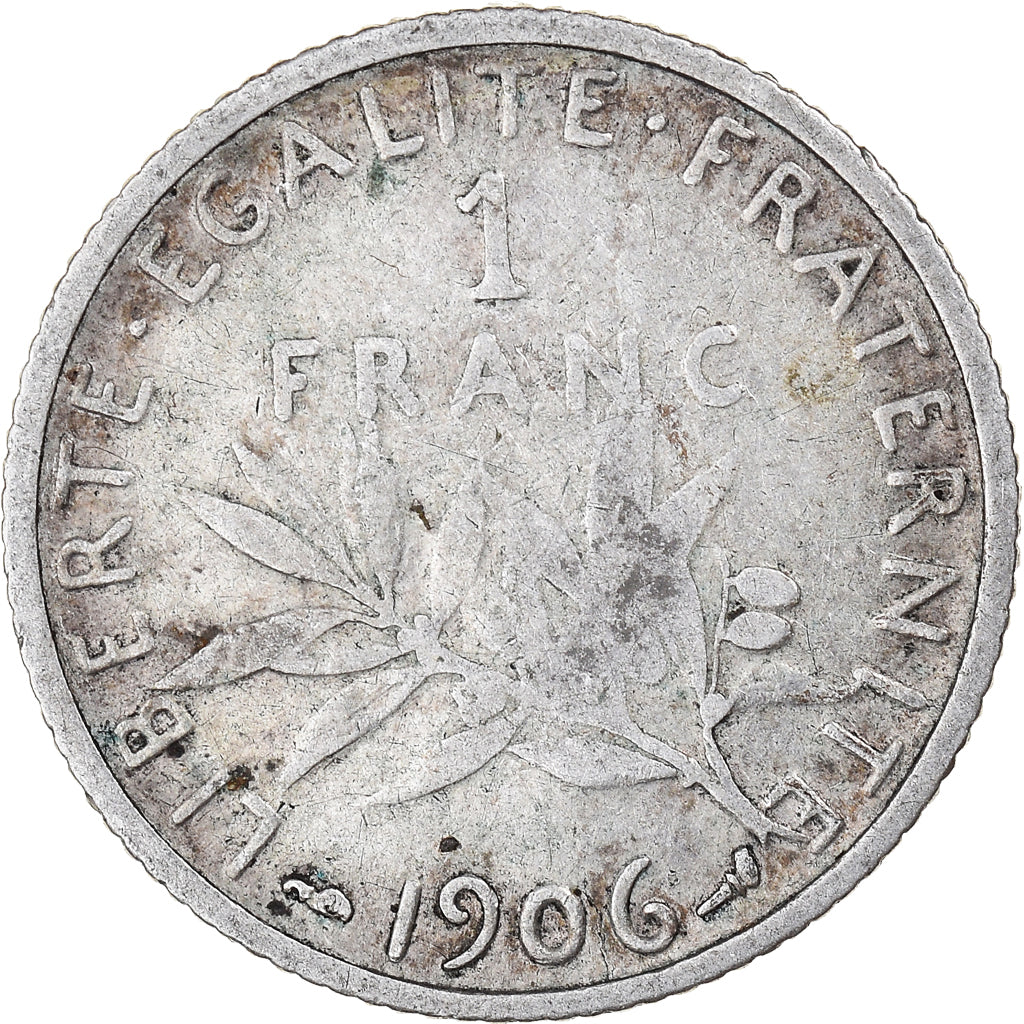 Moneta, Francia, Semeuse, Franc, 1906, Paris, MB, Argento, KM:844.1, Gadoury:467