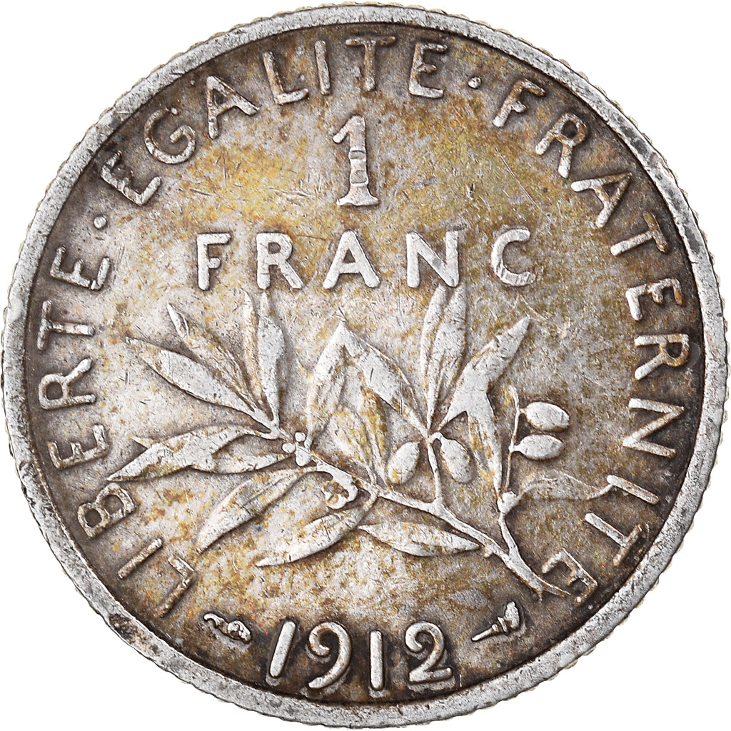 Coin, France, Semeuse, Franc, 1912, Paris, EF(40-45), Silver, KM:844.1