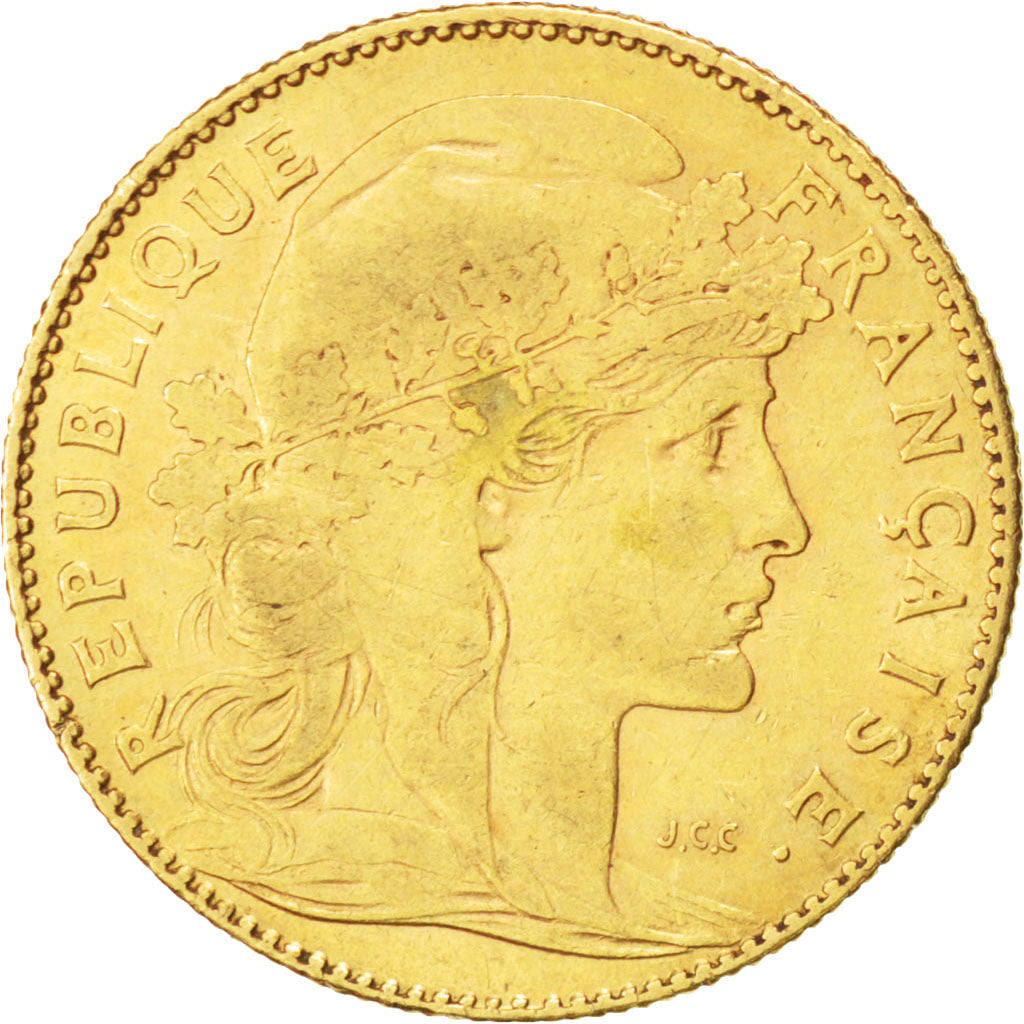 FRANCE, Marianne, 10 Francs, 1900, Paris, KM #846, EF(40-45), Gold, Gadoury...