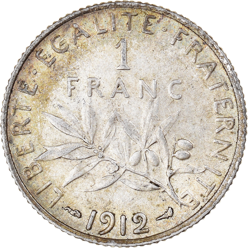 Munten, Frankrijk, Semeuse, Franc, 1912, Paris, ZF+, Zilver, KM:844.1