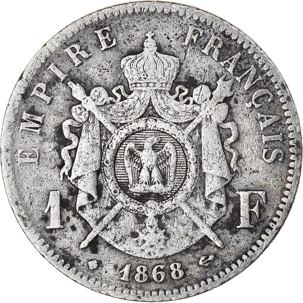 Coin, France, Napoleon III, Franc, 1868, Strasbourg, F(12-15), Silver, KM:806.2