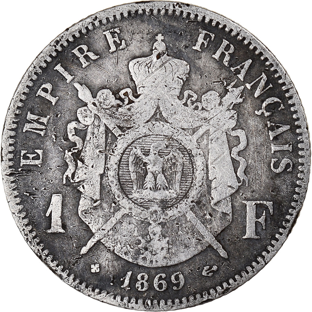 Coin, France, Napoleon III, Franc, 1869, Strasbourg, VF(20-25), Silver