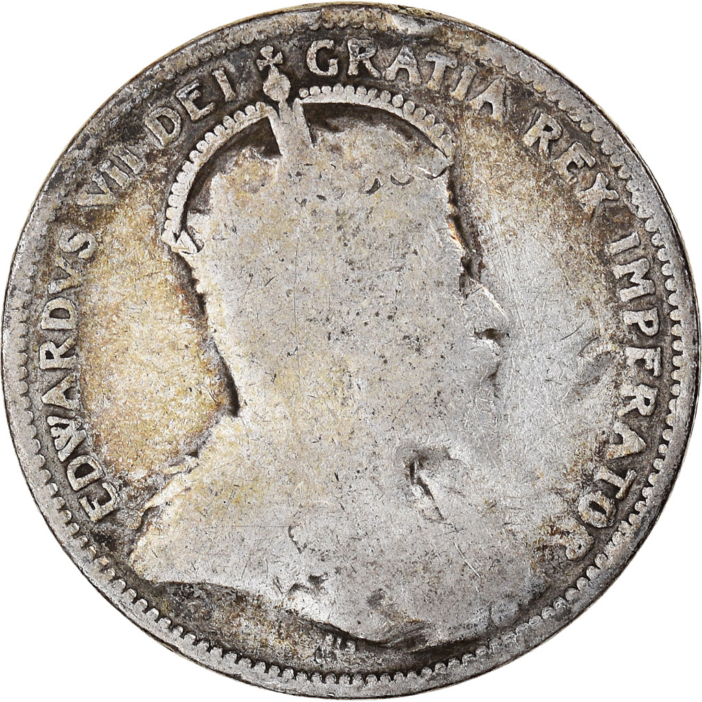 Coin, Canada, Edward VII, 25 Cents, 1902, Royal Canadian Mint, F(12-15), Silver