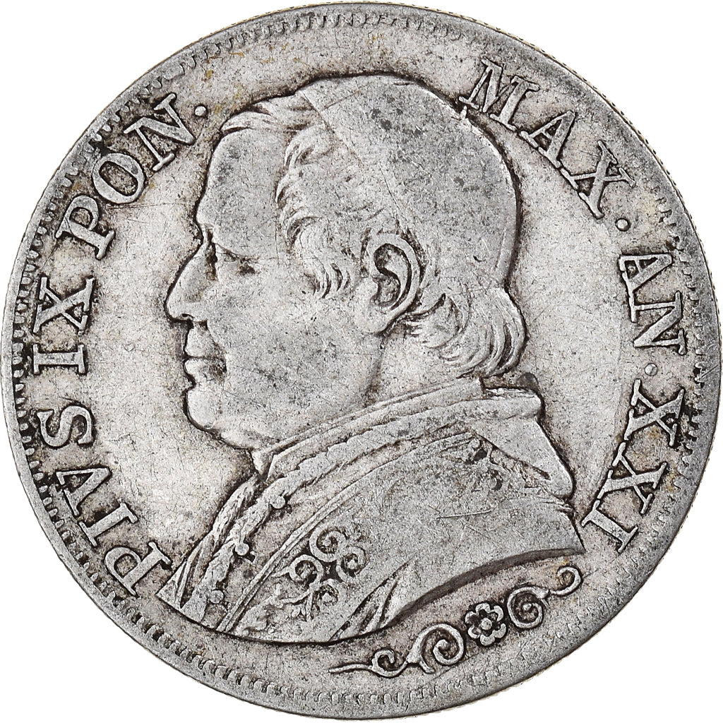 Monnaie, États italiens, PAPAL STATES, Pius IX, Lira, 1867, Roma, TB+, Argent