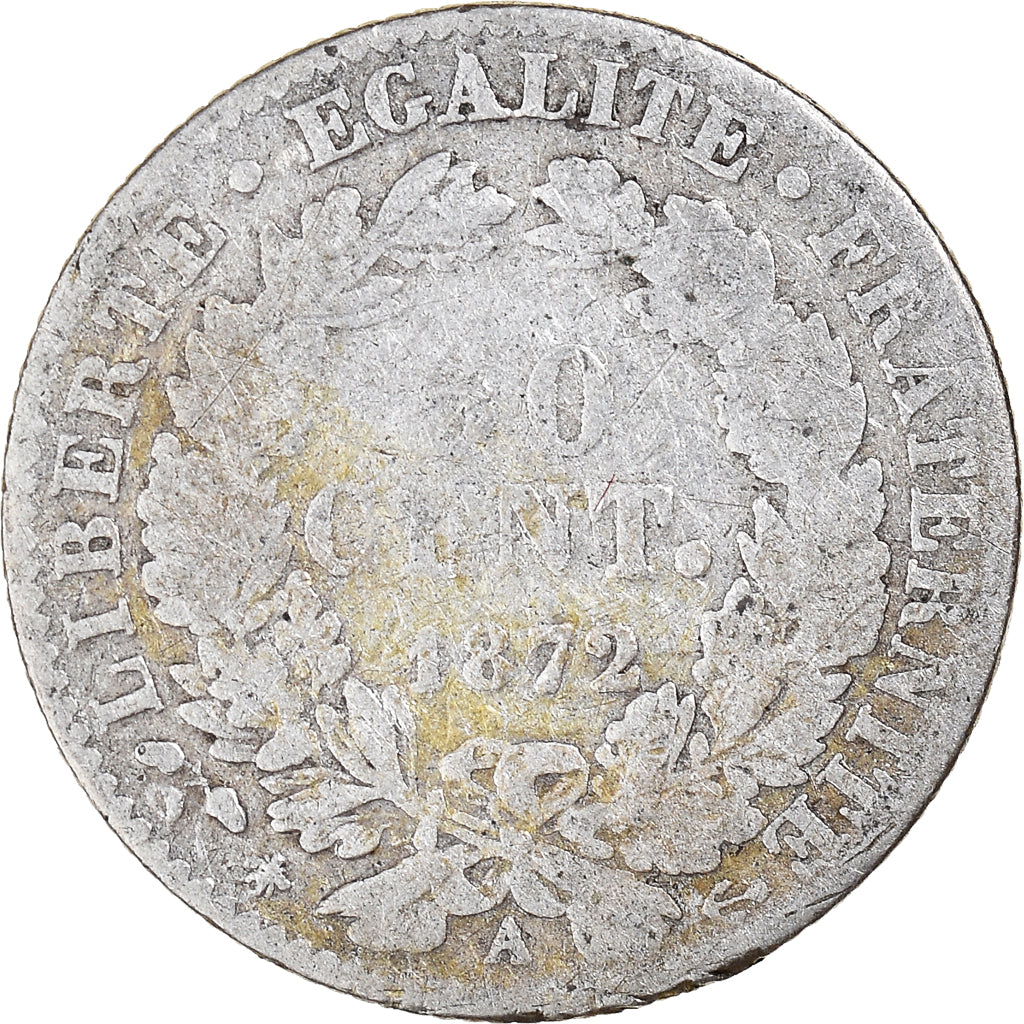 Münze, Frankreich, Cérès, 50 Centimes, 1872, Paris, SGE+, Silber, KM:834.1