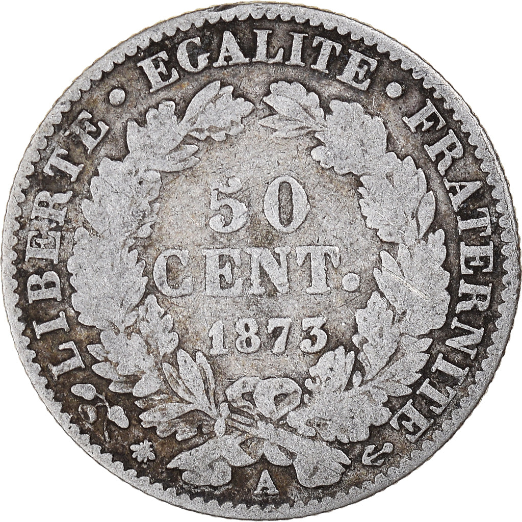 Münze, Frankreich, Cérès, 50 Centimes, 1873, Paris, S, Silber, KM:834.1