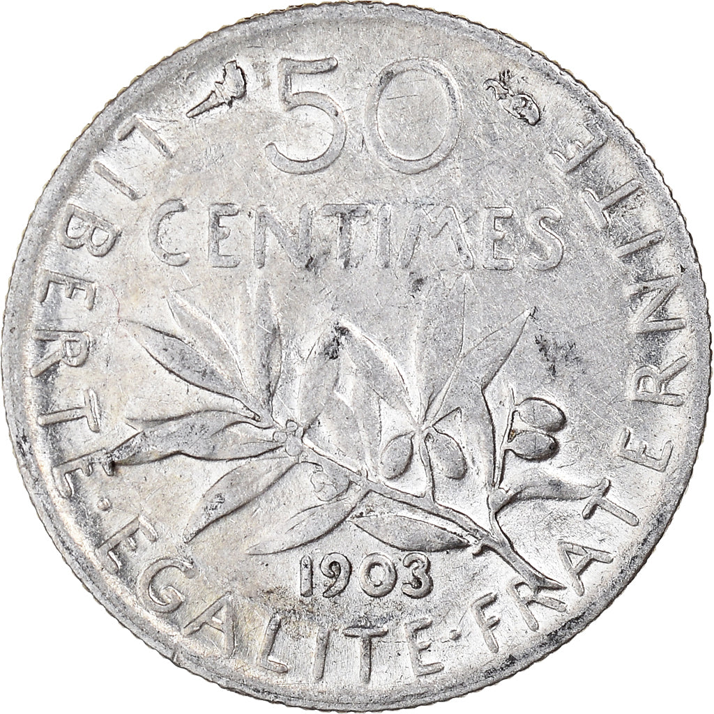 Moneta, Francja, Semeuse, 50 Centimes, 1903, Paris, EF(40-45), Srebro, KM:854