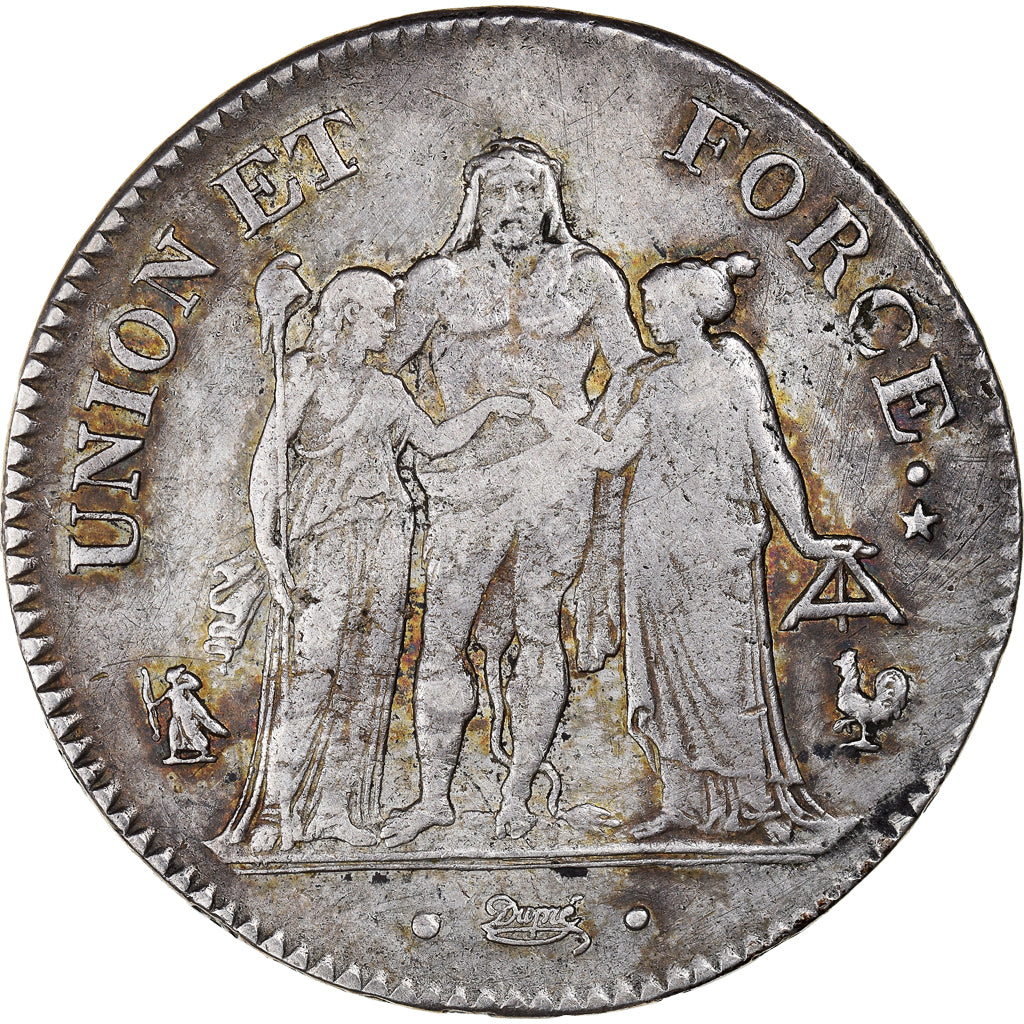 Coin, France, Union et Force, 5 Francs, An 6/5, Paris, VF(30-35), Silver