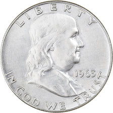 Coin, United States, Franklin Half Dollar, Half Dollar, 1963, U.S. Mint, Denver