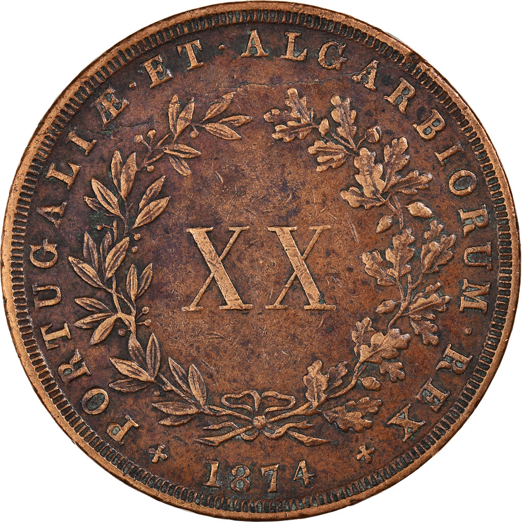 Monnaie, Portugal, Luiz I, 20 Reis, 1874, TB+, Cuivre, KM:515