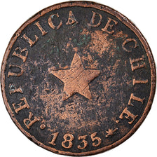 Moneda, Chile, 1/2 Centavo, 1835, Santiago, BC+, Cobre, KM:114