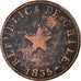 Moneda, Chile, 1/2 Centavo, 1835, Santiago, BC+, Cobre, KM:114