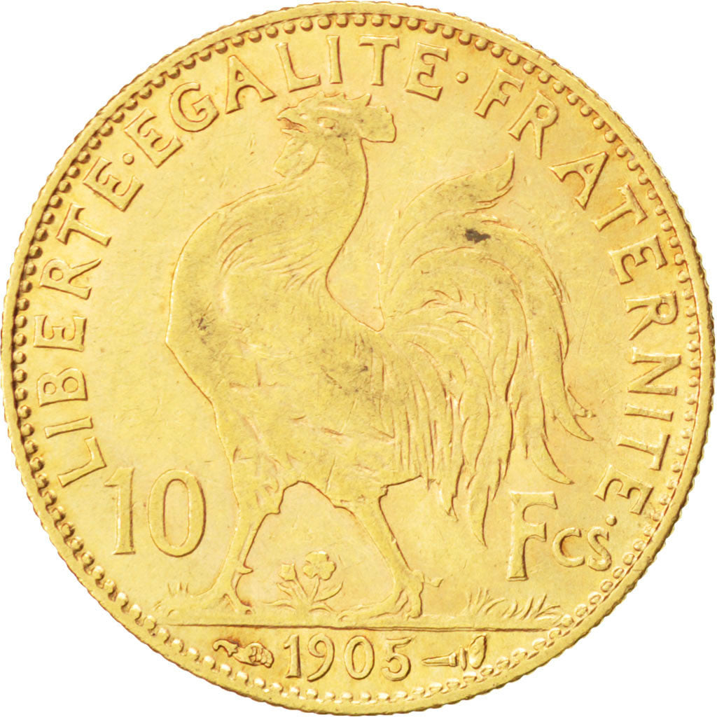 FRANCE, Marianne, 10 Francs, 1905, Paris, KM #846, AU(50-53), Gold, Gadoury...