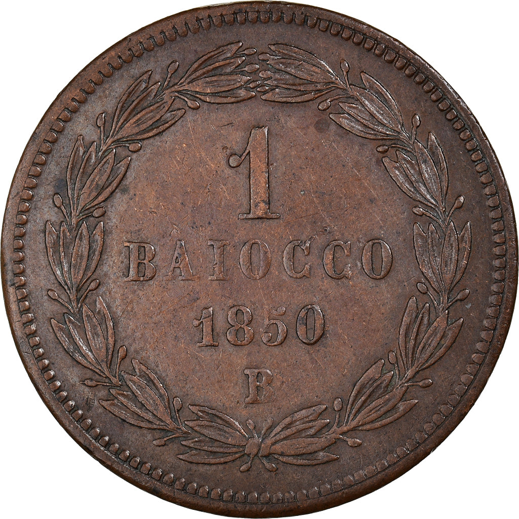 Munten, Italiaanse staten, PAPAL STATES, Pius IX, Baiocco, 1850, Roma, ZF+