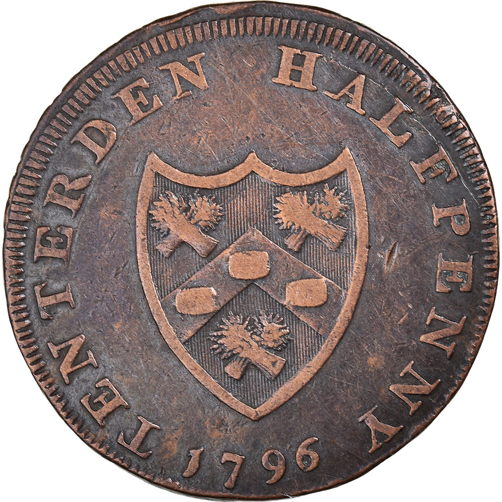 Coin, Great Britain, Kent, Halfpenny Token, 1796, Tenterden, VF(30-35), Copper