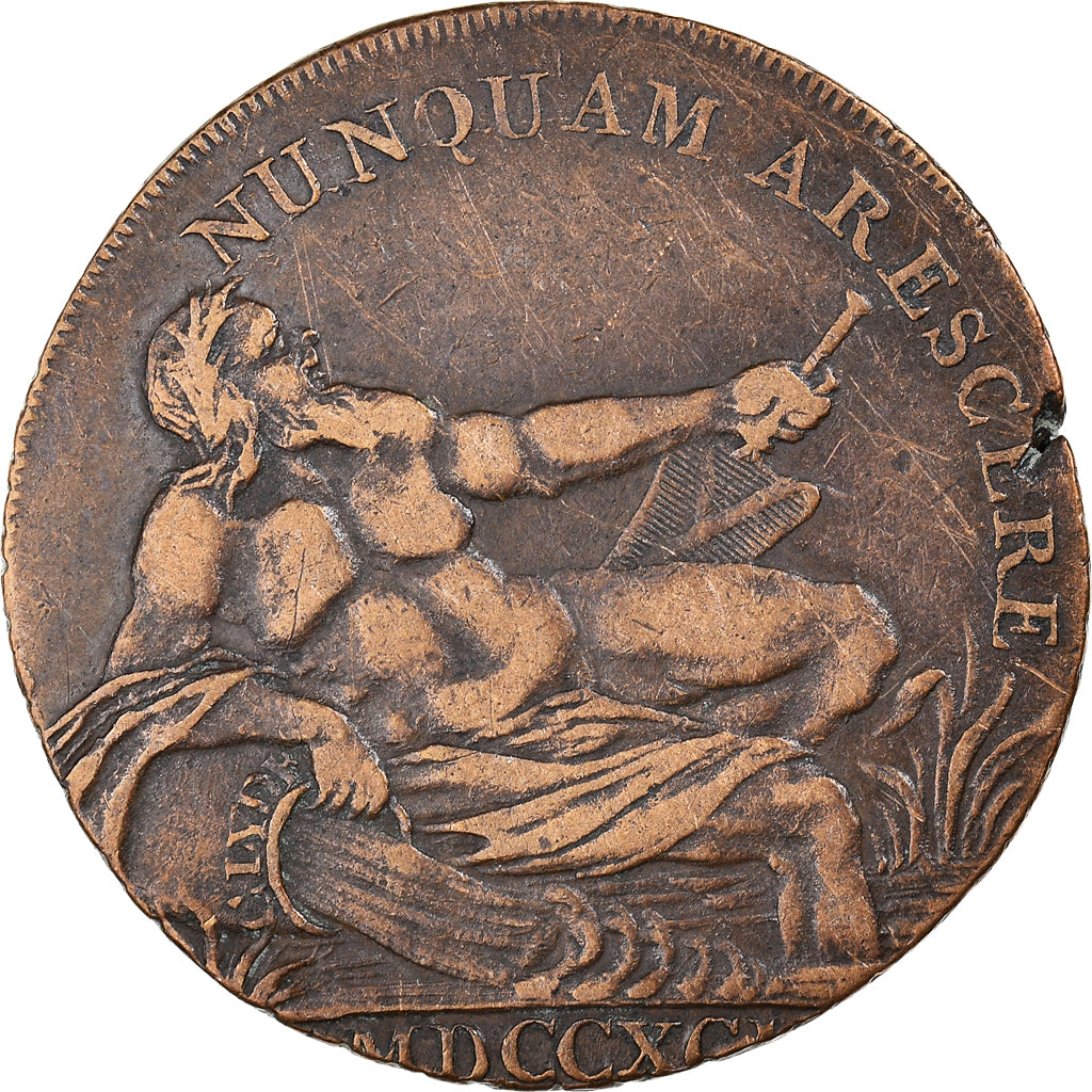 Moneda, Escocia, Halfpenny Token, 1791, Glasgow, MBC, Cobre, Withers:3b