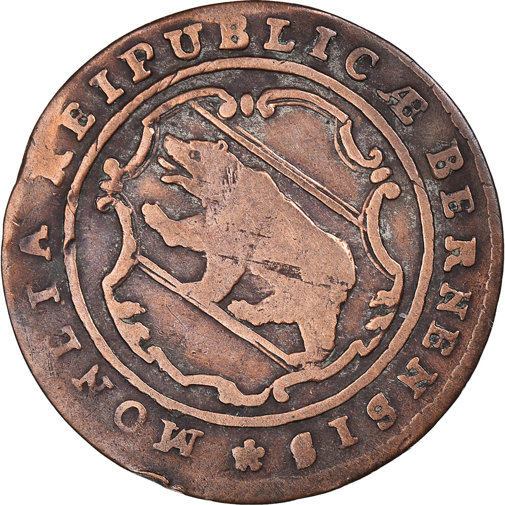 Coin, SWISS CANTONS, BERN, 1/2 Batzen, 1794, Bern, VF(30-35), Billon, KM:91
