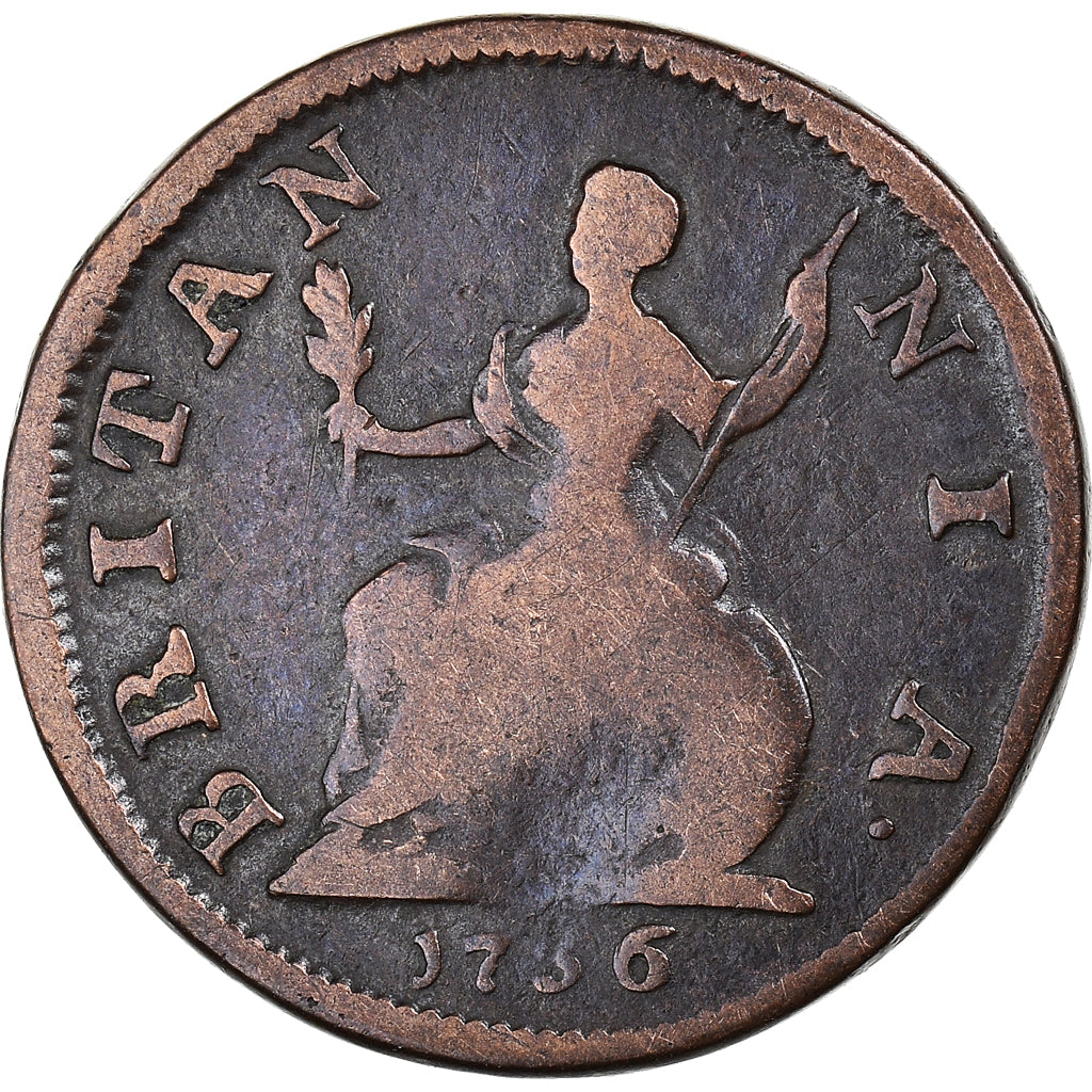 Coin, Great Britain, George II, Farthing, 1736, VF(20-25), Copper, KM:572