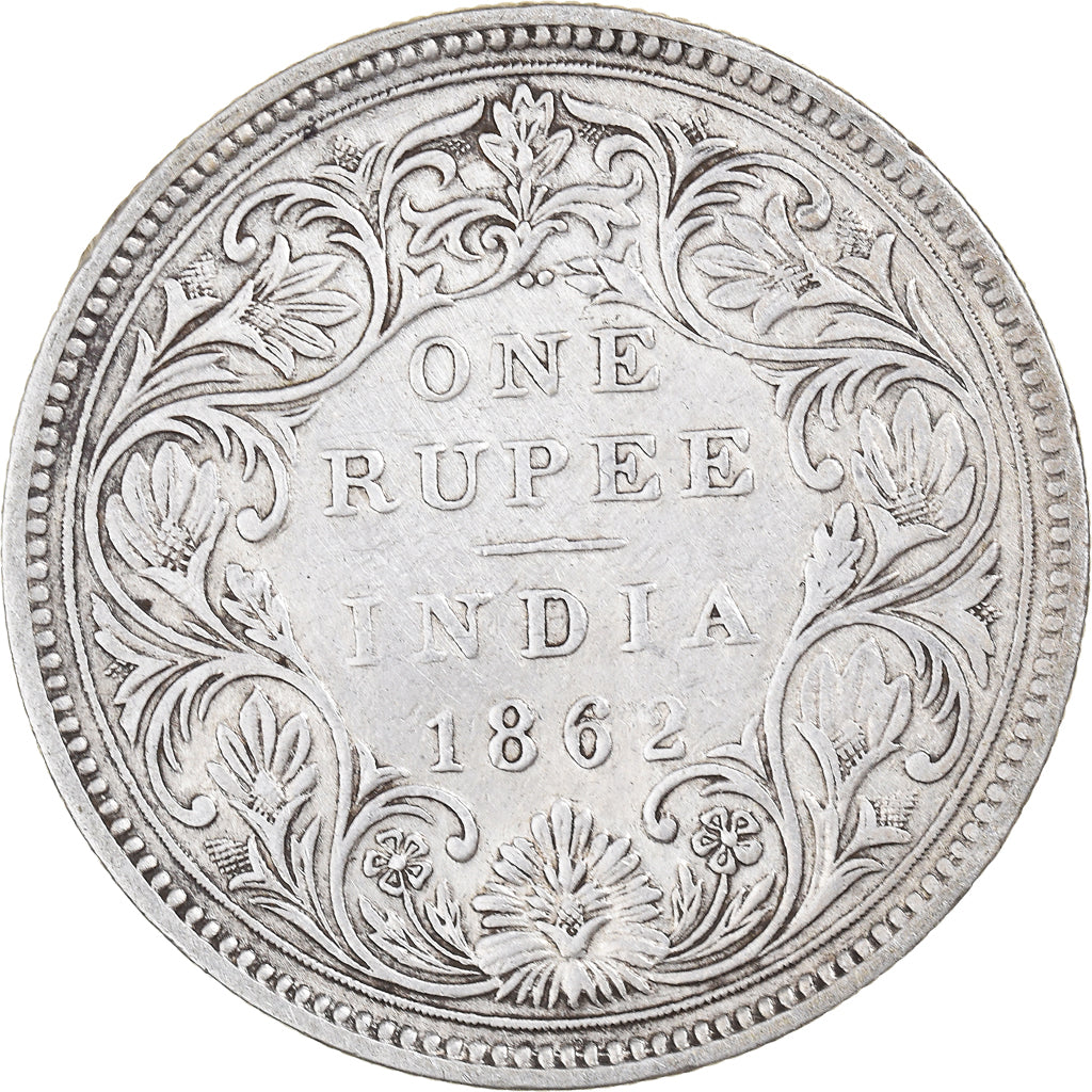 Coin, INDIA-BRITISH, Victoria, Rupee, 1862, Bombay, EF(40-45), Silver, KM:473.1