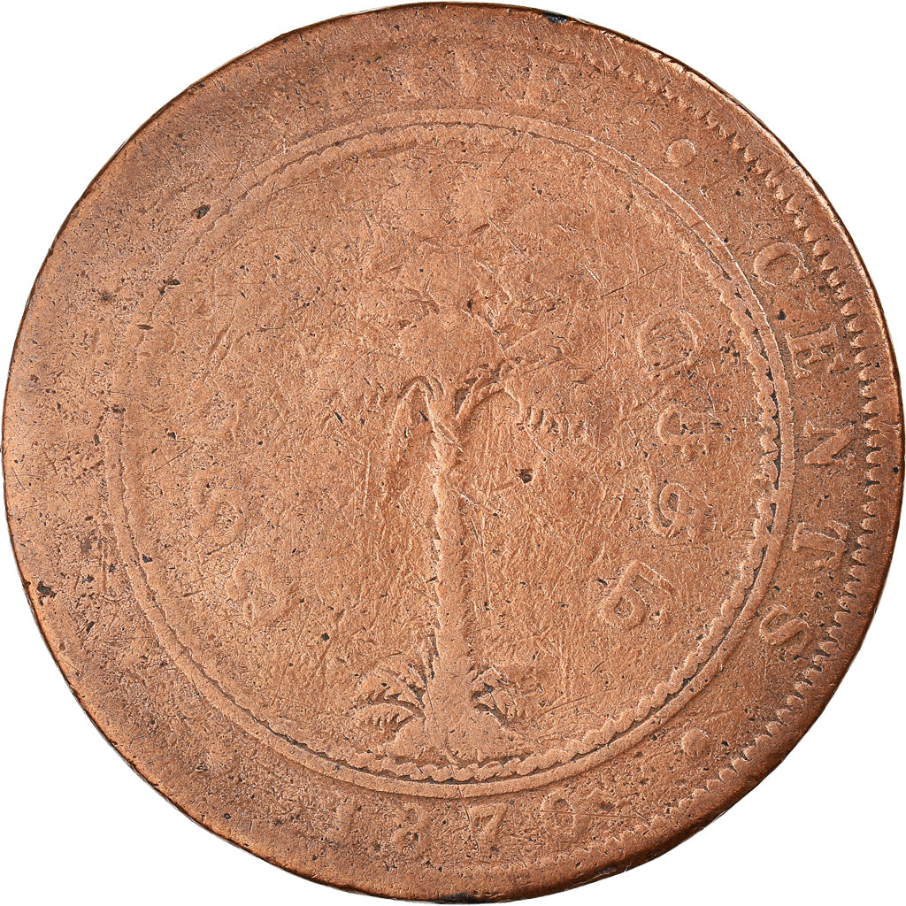 Coin, Ceylon, Victoria, 5 Cents, 1870, F(12-15), Copper, KM:93