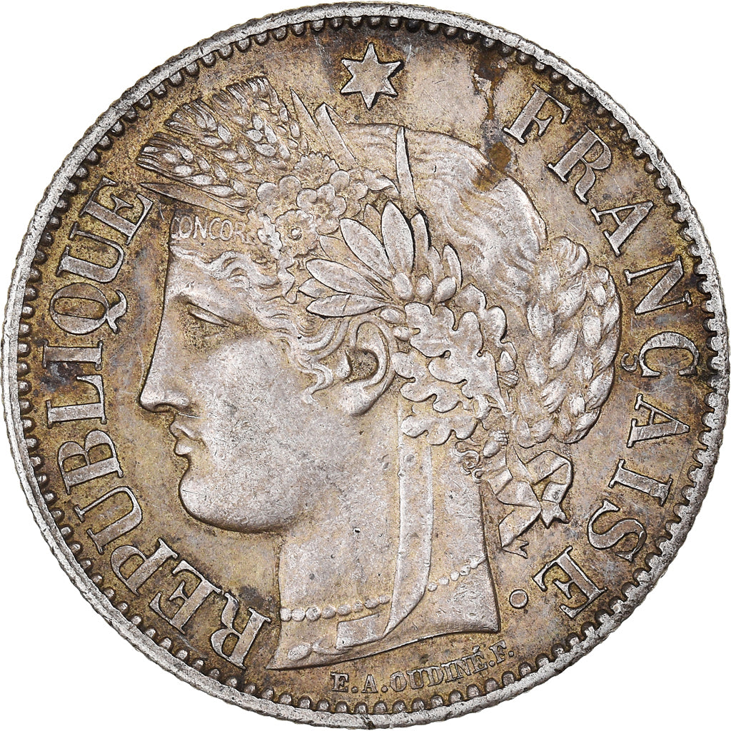 Moeda, França, Cérès, 2 Francs, 1887, Paris, AU(55-58), Prata, KM:817.1