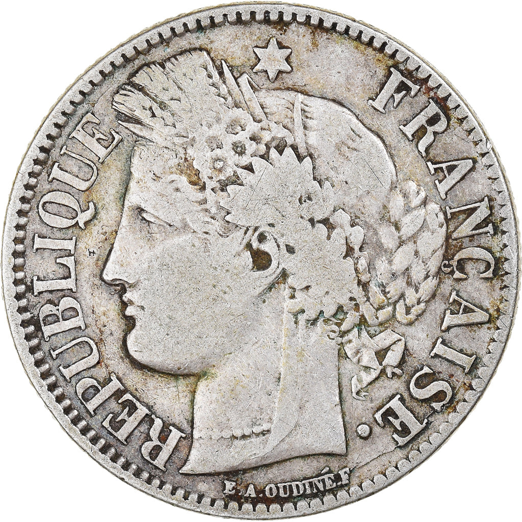 Coin, France, Cérès, 2 Francs, 1871, Bordeaux, VF(20-25), Silver, KM:816.2