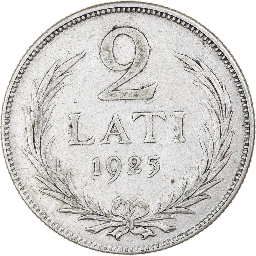 Moneta, Łotwa, 2 Lati, 1925, EF(40-45), Srebro, KM:8