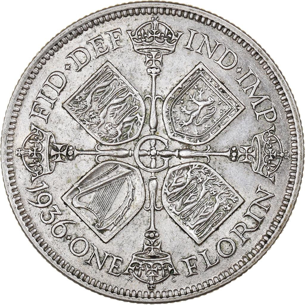 Coin, Great Britain, George V, Florin, Two Shillings, 1936, AU(50-53), Silver