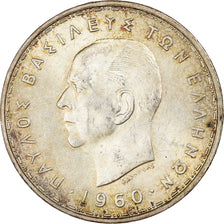 Coin, Greece, Paul I, 20 Drachmai, 1960, AU(55-58), Silver, KM:85