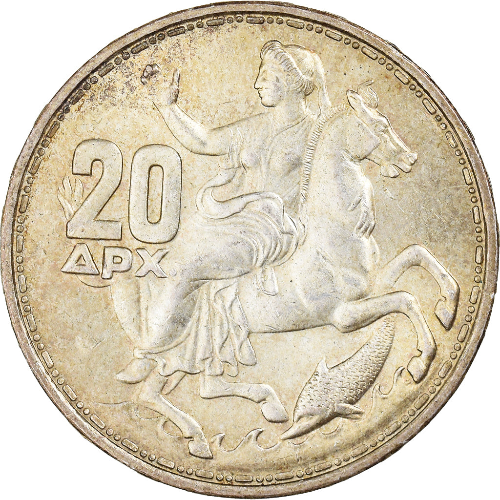Coin, Greece, Paul I, 20 Drachmai, 1960, AU(55-58), Silver, KM:85