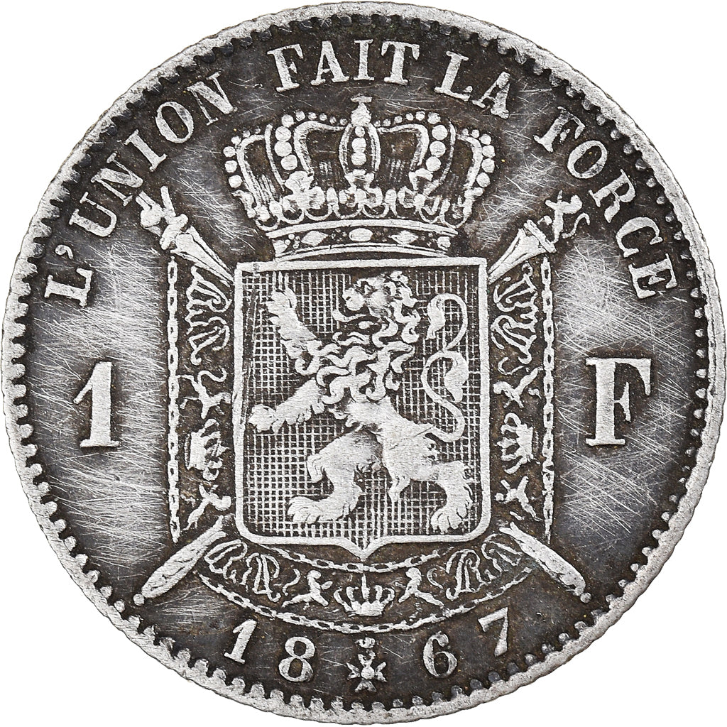 Coin, Belgium, Leopold II, Franc, 1867, EF(40-45), Silver, KM:28.1