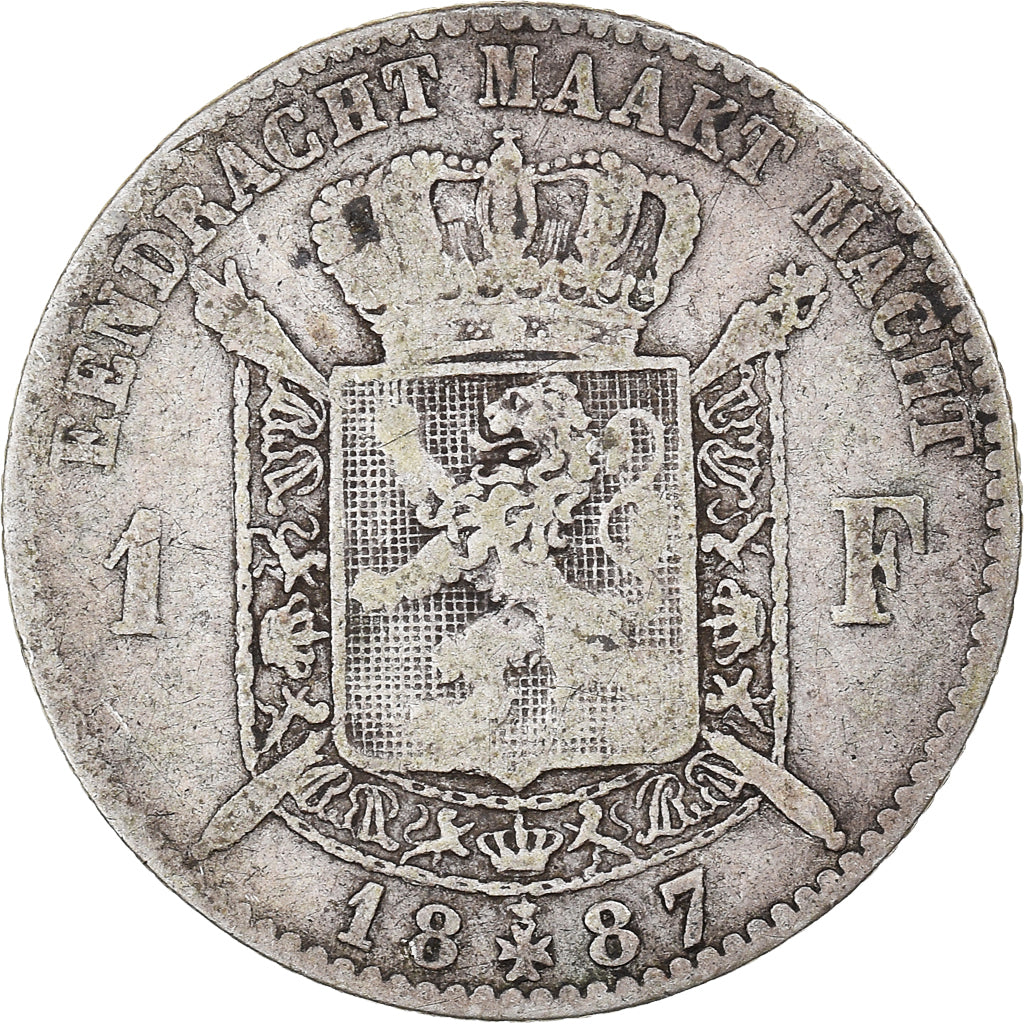 Coin, Belgium, Leopold II, Franc, 1887, F(12-15), Silver, KM:29.2