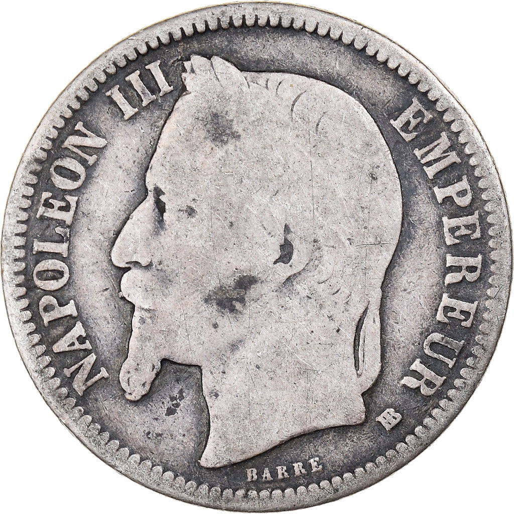 Monnaie, France, Napoleon III, Franc, 1868, Strasbourg, B+, Argent, Gadoury:463