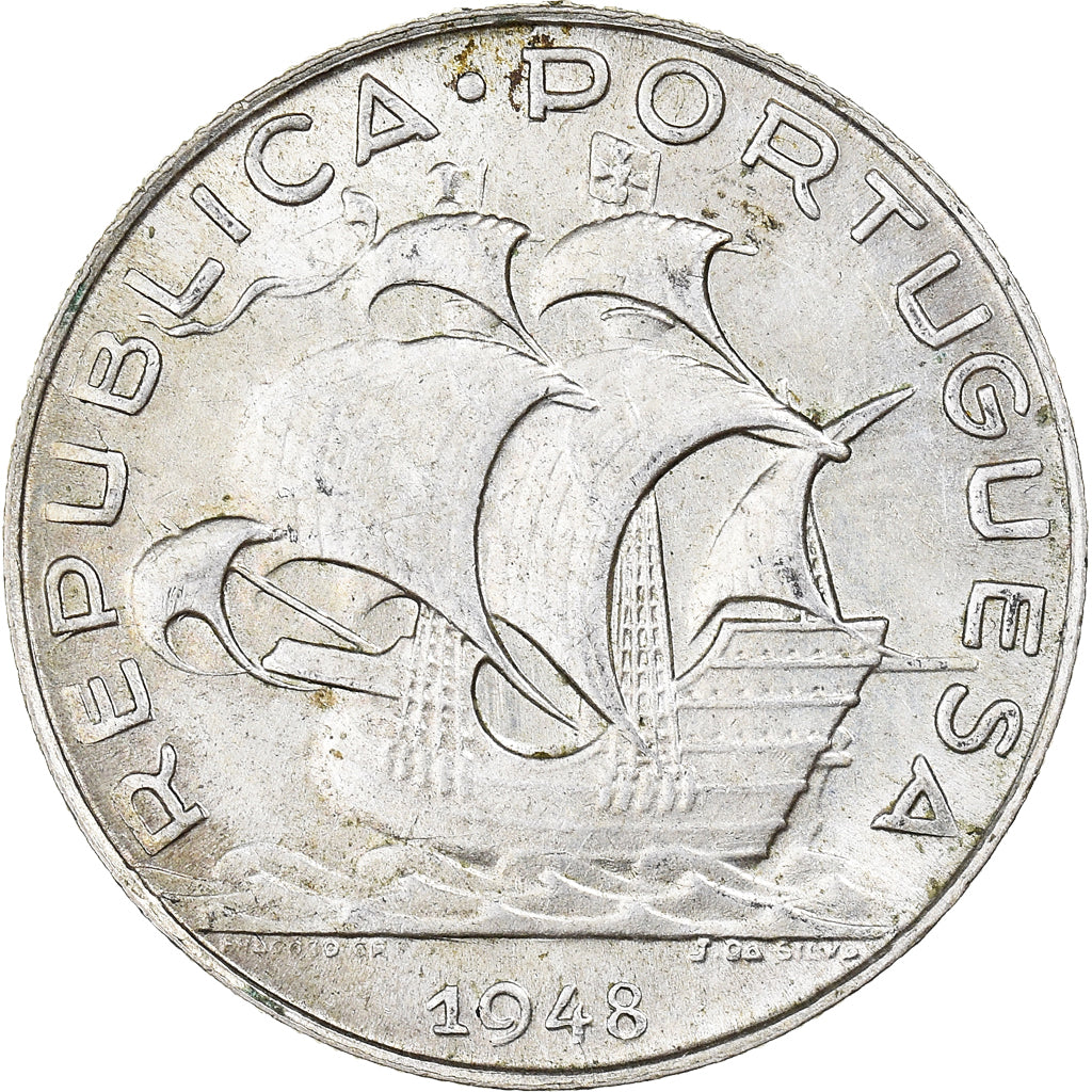 Coin, Portugal, 5 Escudos, 1948, AU(55-58), Silver, KM:581