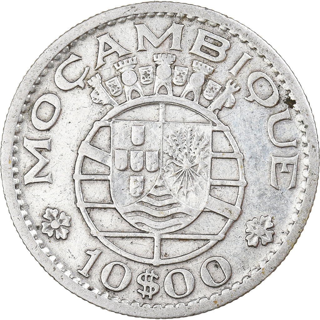 Moeda, Moçambique, 10 Escudos, 1952, EF(40-45), Prata, KM:79