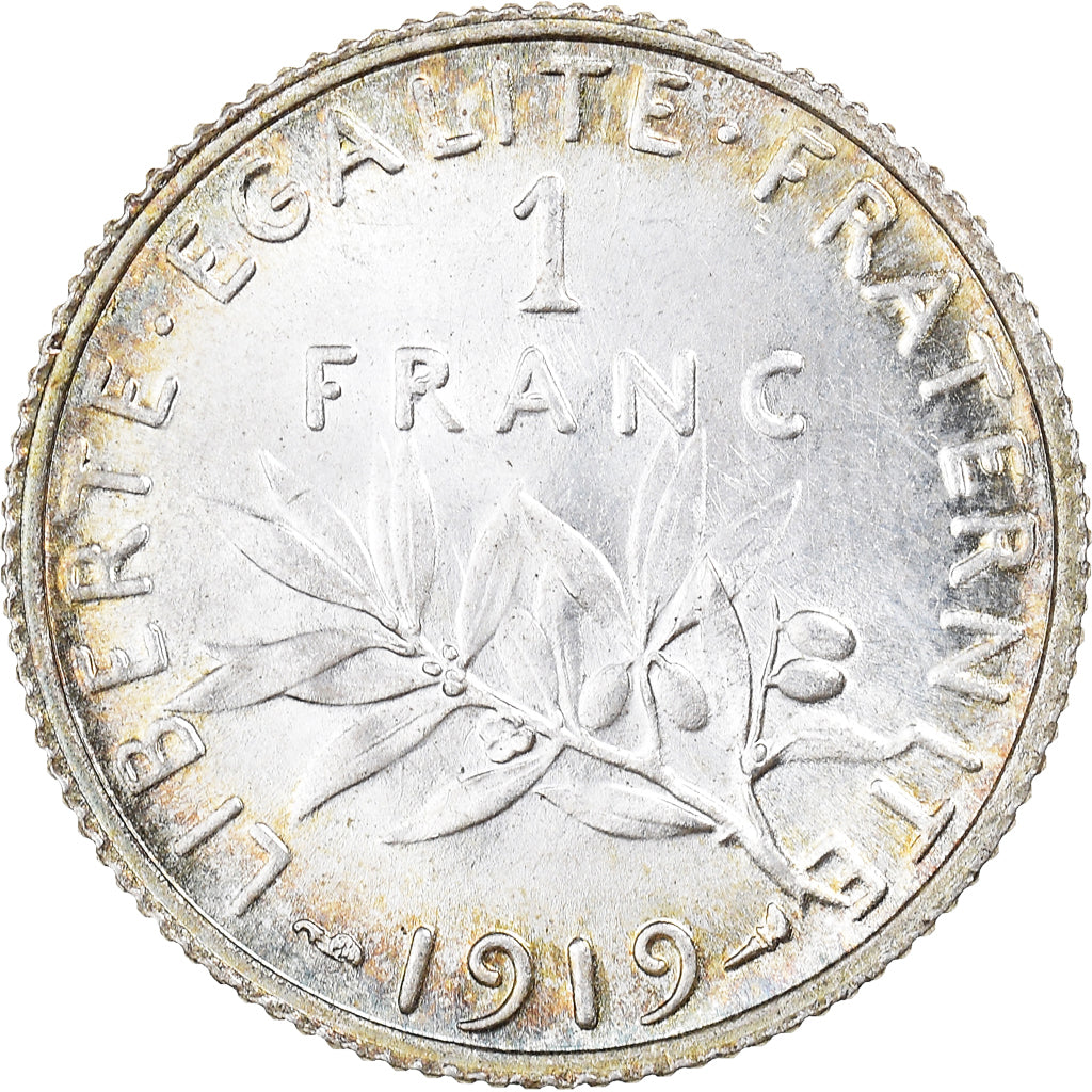 Coin, France, Semeuse, Franc, 1919, Paris, MS(64), Silver, KM:844.1, Gadoury:467