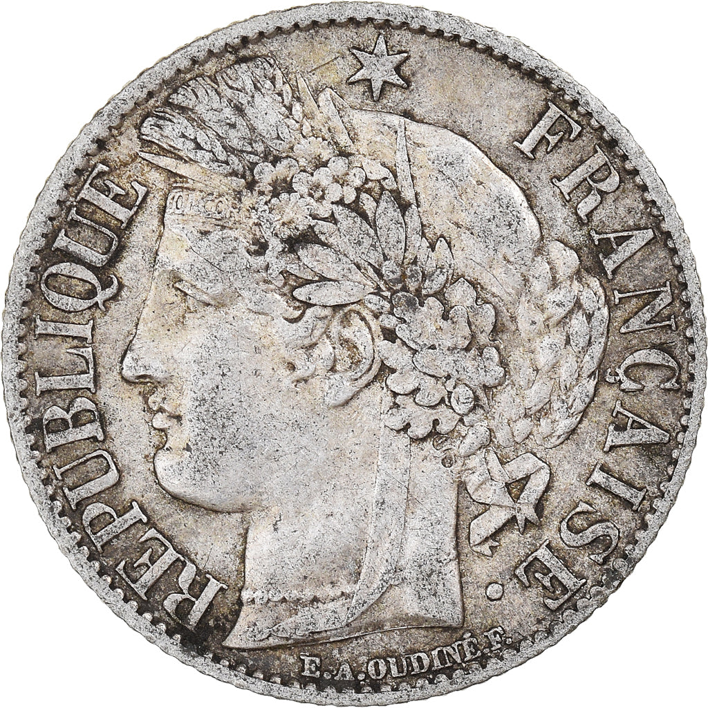 Coin, France, Cérès, Franc, 1871, Bordeaux, EF(40-45), Silver, KM:822.2