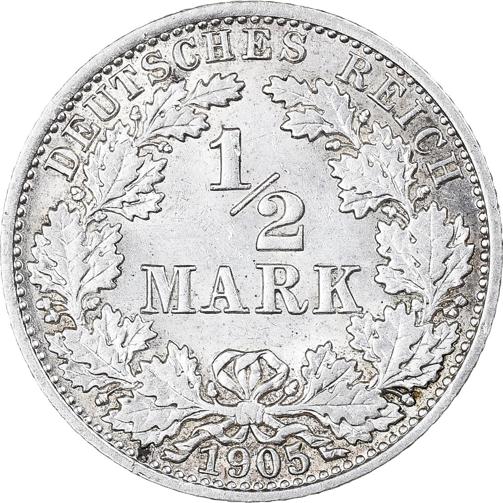 Munten, DUITSLAND - KEIZERRIJK, 1/2 Mark, 1905, Berlin, PR+, Zilver, KM:17