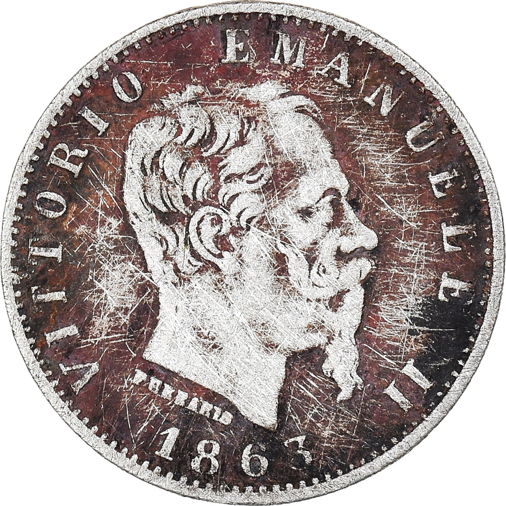 Coin, Italy, Vittorio Emanuele II, 20 Centesimi, 1863, Milan, VF(30-35), Silver