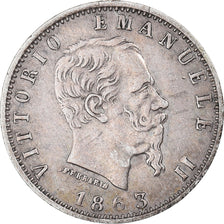 Münze, Italien, Vittorio Emanuele II, 20 Centesimi, 1863, Milan, SS+, Silber