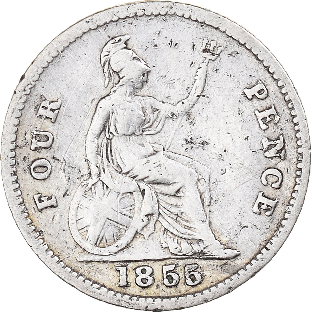 Coin, Great Britain, Victoria, 4 Pence, Groat, 1855, VF(20-25), Silver, KM:731.1