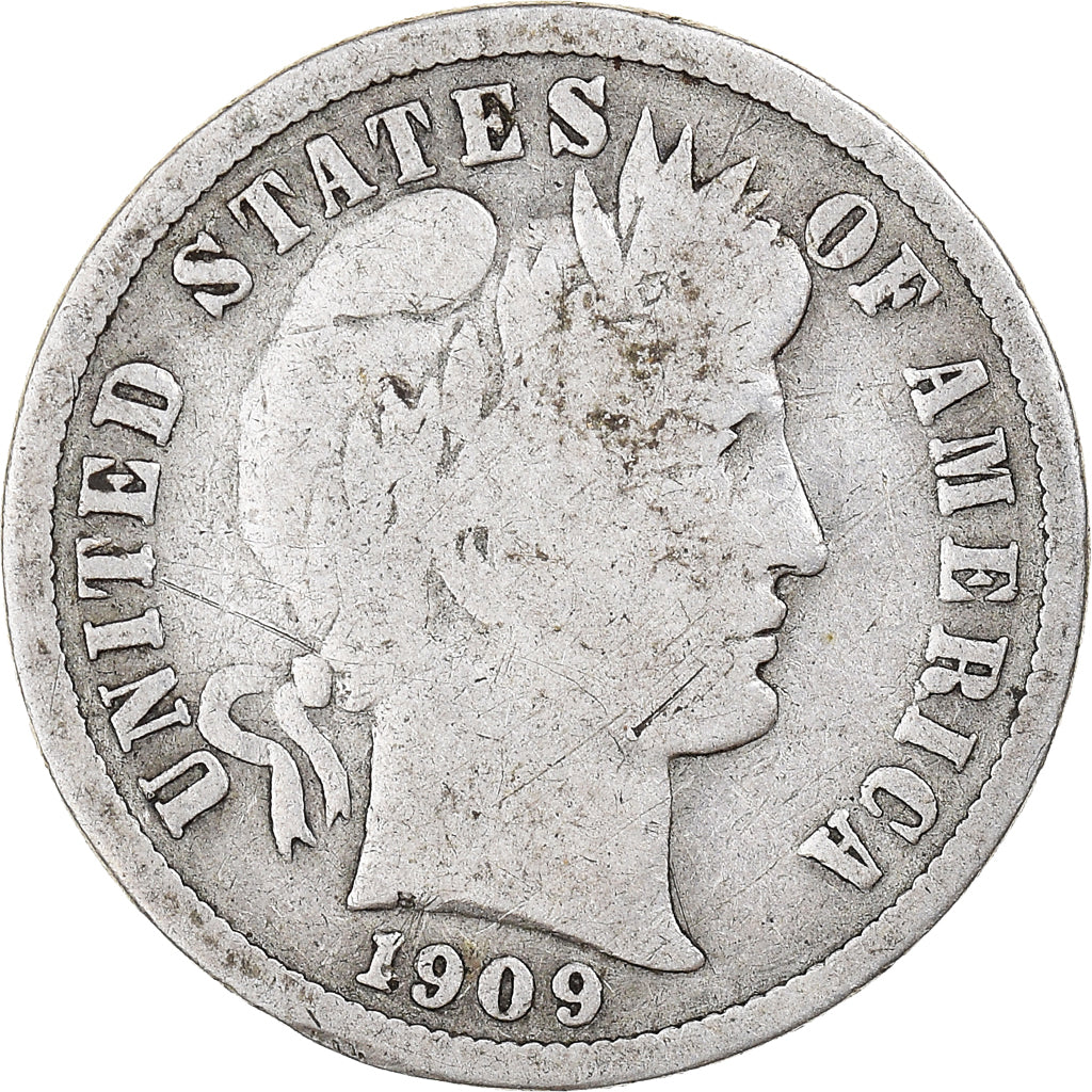 Coin, United States, Barber Dime, Dime, 1909, U.S. Mint, Philadelphia