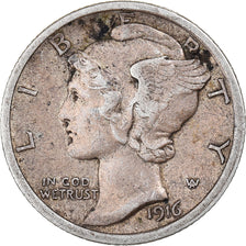 Coin, United States, Mercury Dime, Dime, 1916, U.S. Mint, Philadelphia