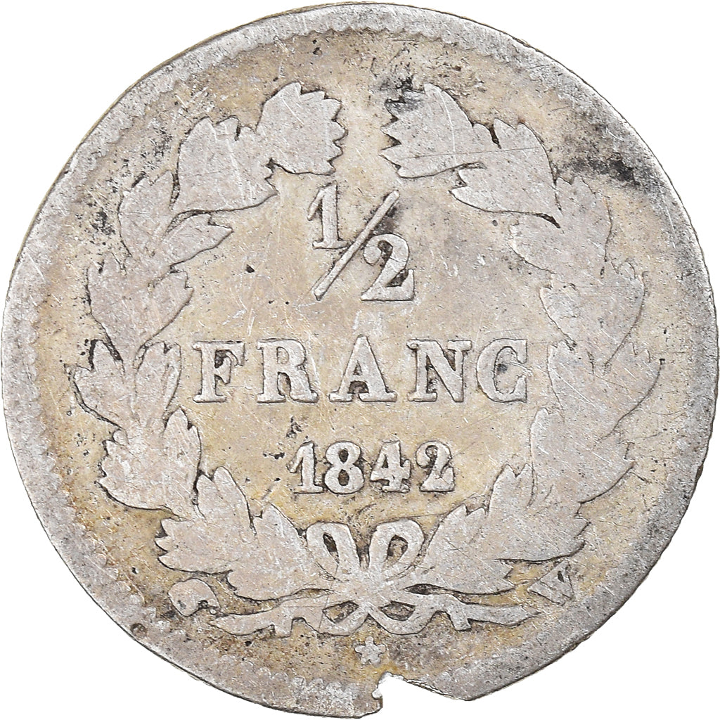 Munten, Frankrijk, Louis-Philippe, 1/2 Franc, 1842, Lille, ZG, Zilver