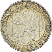 Moeda, Checoslováquia, 100 Korun, 1948, EF(40-45), Prata, KM:26